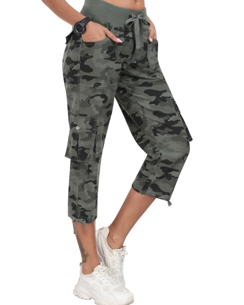 Maribel Pantalon Cargo Capri Femme 3/4 – Léger, Respirant, Séchage Rapide & 6 Poches