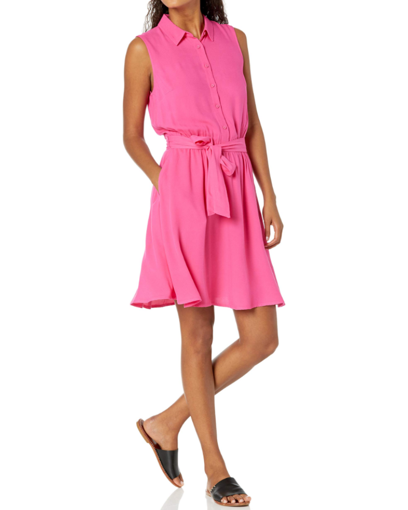Sophie Robe Chemise Femme – Sans Manches, Taille Élastique & Coupe Fluide Décontractée