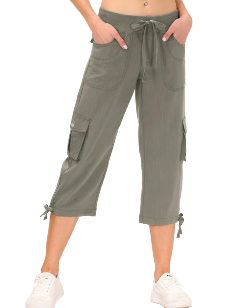 Maribel Pantalon Cargo Capri Femme 3/4 – Léger, Respirant, Séchage Rapide & 6 Poches