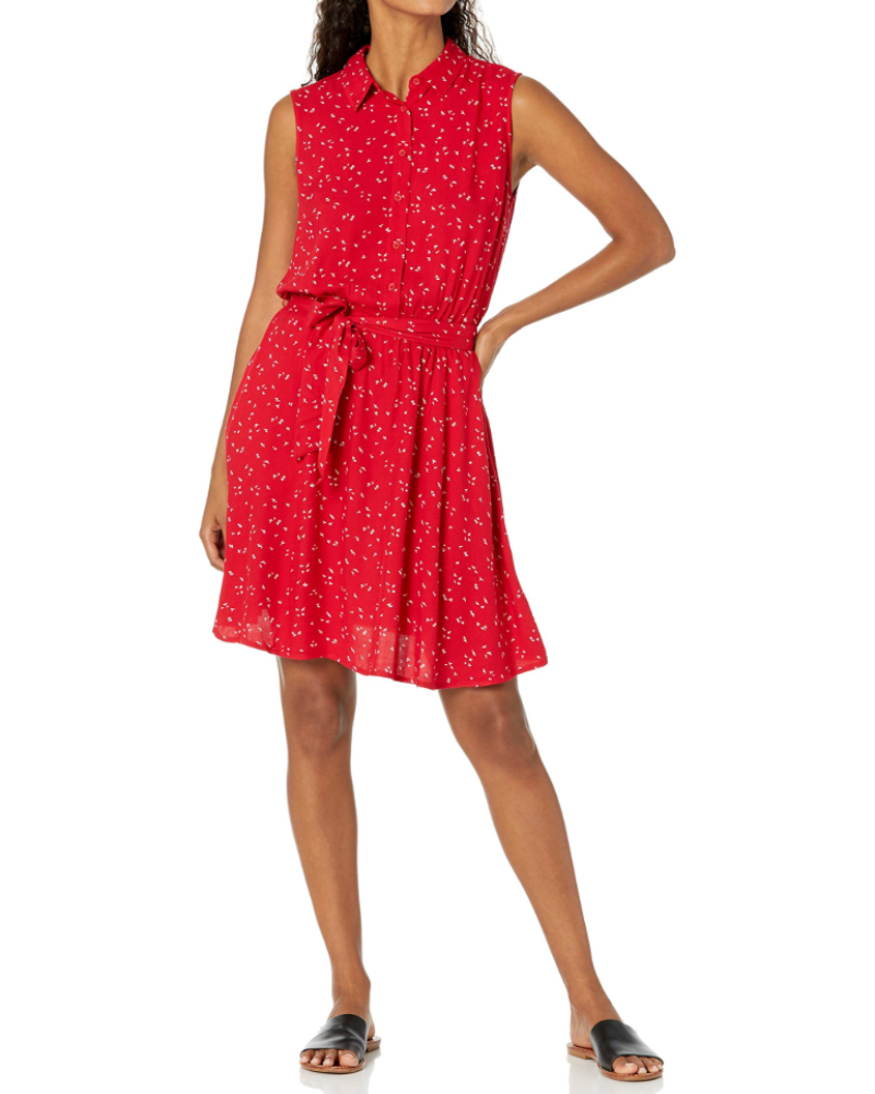 Sophie Robe Chemise Femme – Sans Manches, Taille Élastique & Coupe Fluide Décontractée