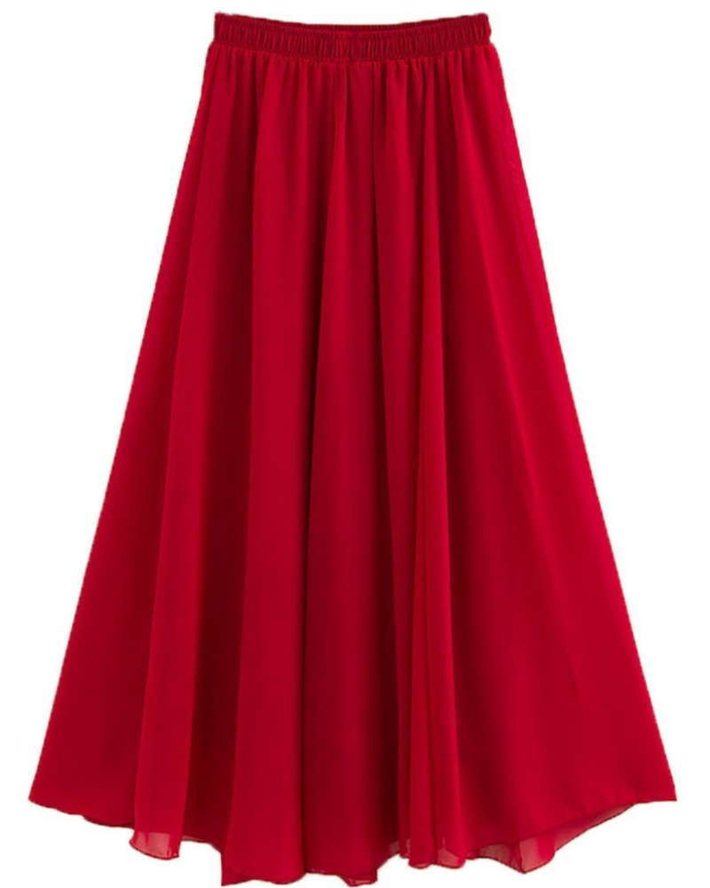 Evadine Jupe Longue Femme – Mousseline Fluide, Taille Élastique & Doublure Douce