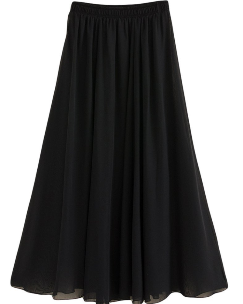 Evadine Jupe Longue Femme – Mousseline Fluide, Taille Élastique & Doublure Douce