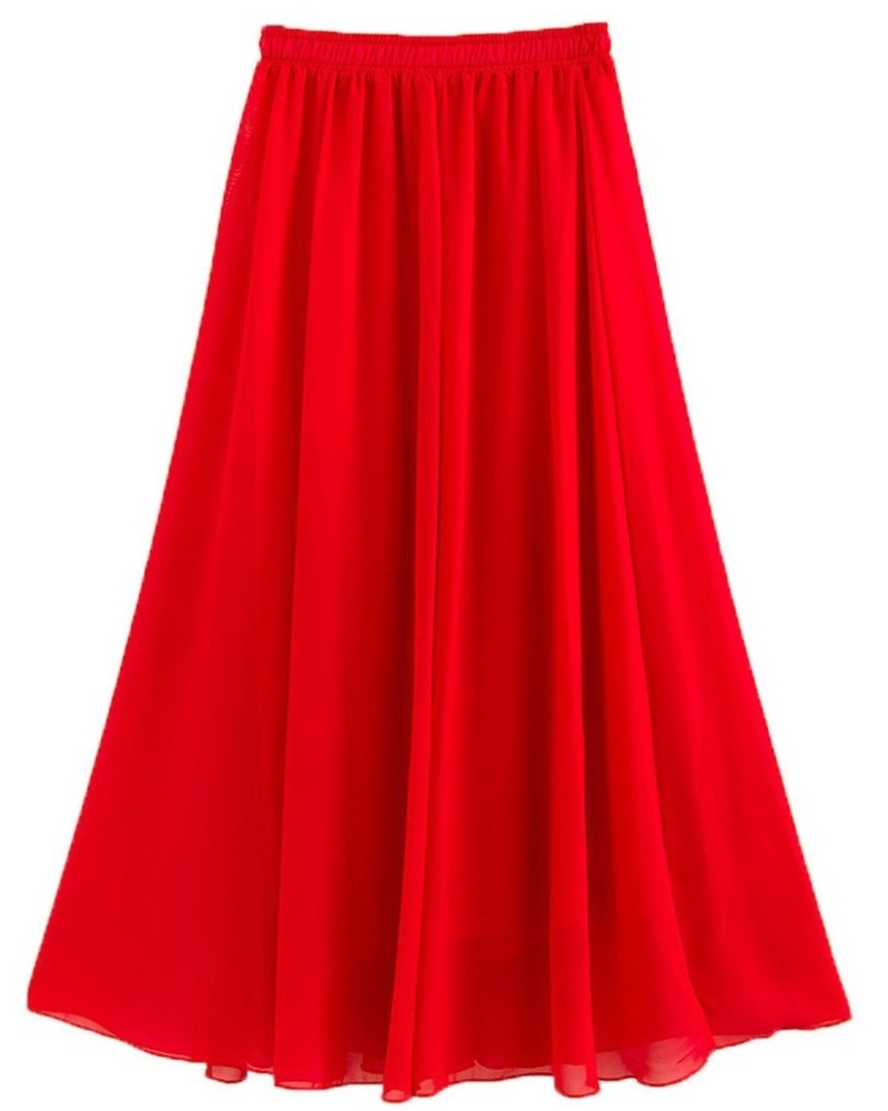 Evadine Jupe Longue Femme – Mousseline Fluide, Taille Élastique & Doublure Douce