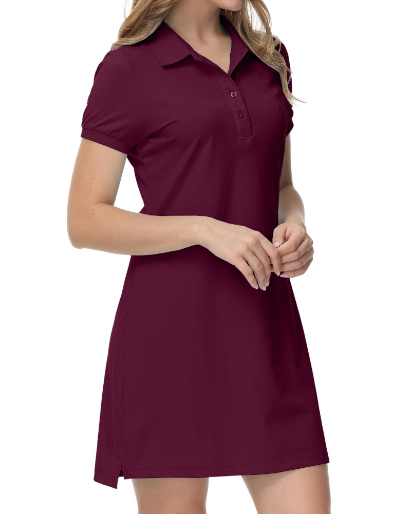 Élodie Robe Polo Femme – Coton Respirant, Manches Courtes, Tennis & Golf