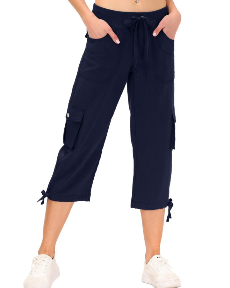 Maribel Pantalon Cargo Capri Femme 3/4 – Léger, Respirant, Séchage Rapide & 6 Poches