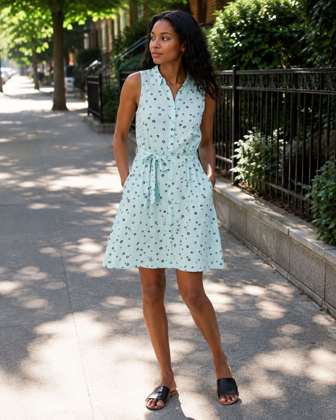 Sophie Robe Chemise Femme – Sans Manches, Taille Élastique & Coupe Fluide Décontractée
