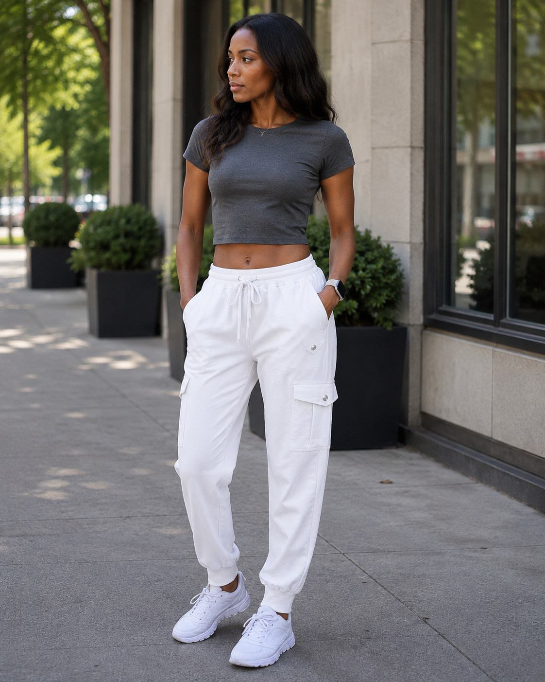 Apolline Pantalon Cargo Femme – Léger, Respirant, Taille Élastique & 6 Poches