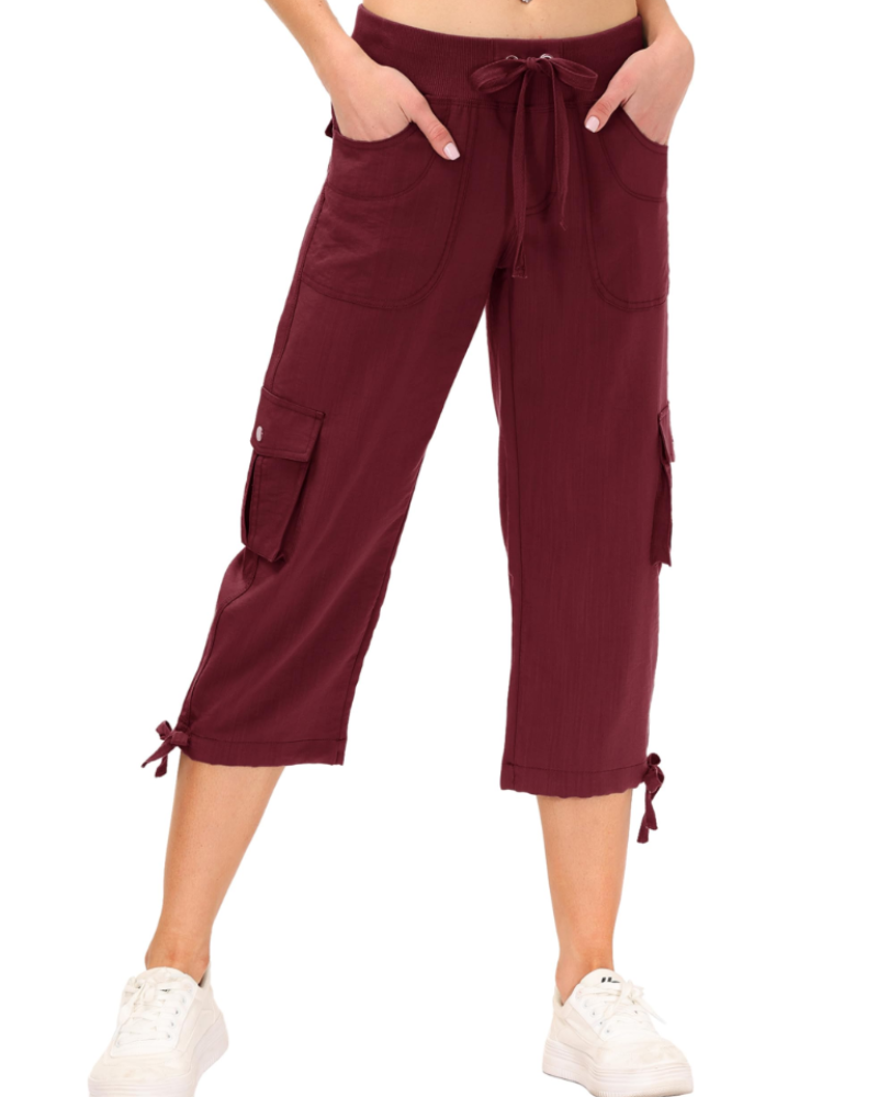 Maribel Pantalon Cargo Capri Femme 3/4 – Léger, Respirant, Séchage Rapide & 6 Poches