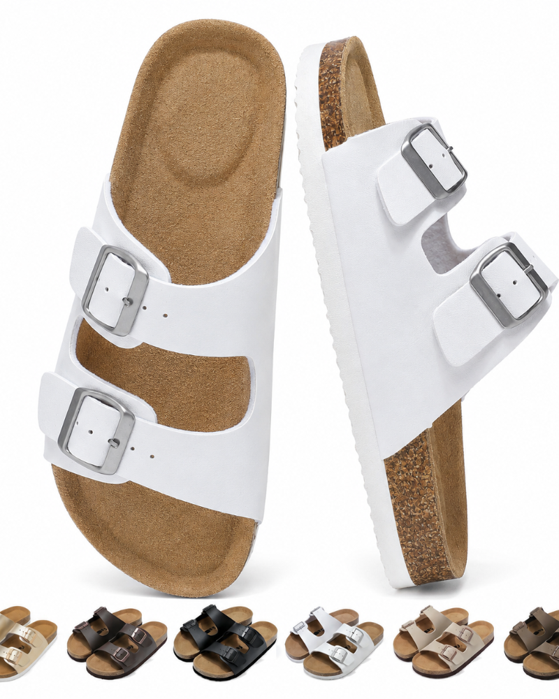 Isolde Sandales & Mules Femme – Double Boucle Réglable, Semelle Mémoire de Forme & Soutien Plantaire