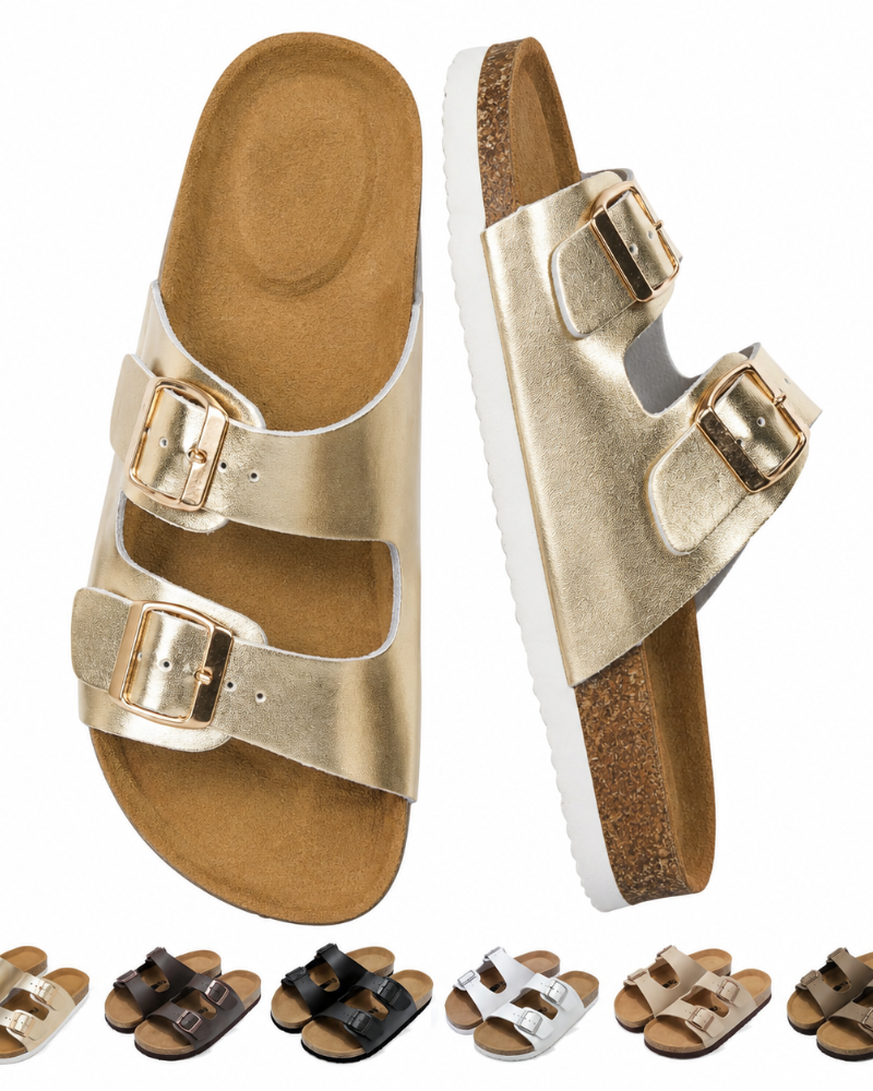 Isolde Sandales & Mules Femme – Double Boucle Réglable, Semelle Mémoire de Forme & Soutien Plantaire