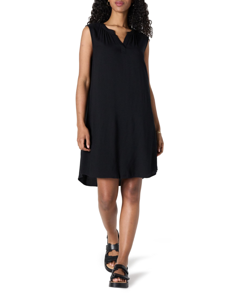 Florentine Robe Fluide Femme – 100 % Viscose, Sans Manches, Col V & Coupe Trapèze