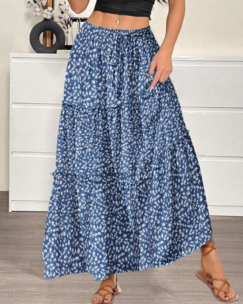 Elowen Jupe Longue Femme – Taille Haute Élastique, Coupe Évasée, Fluide & Poches