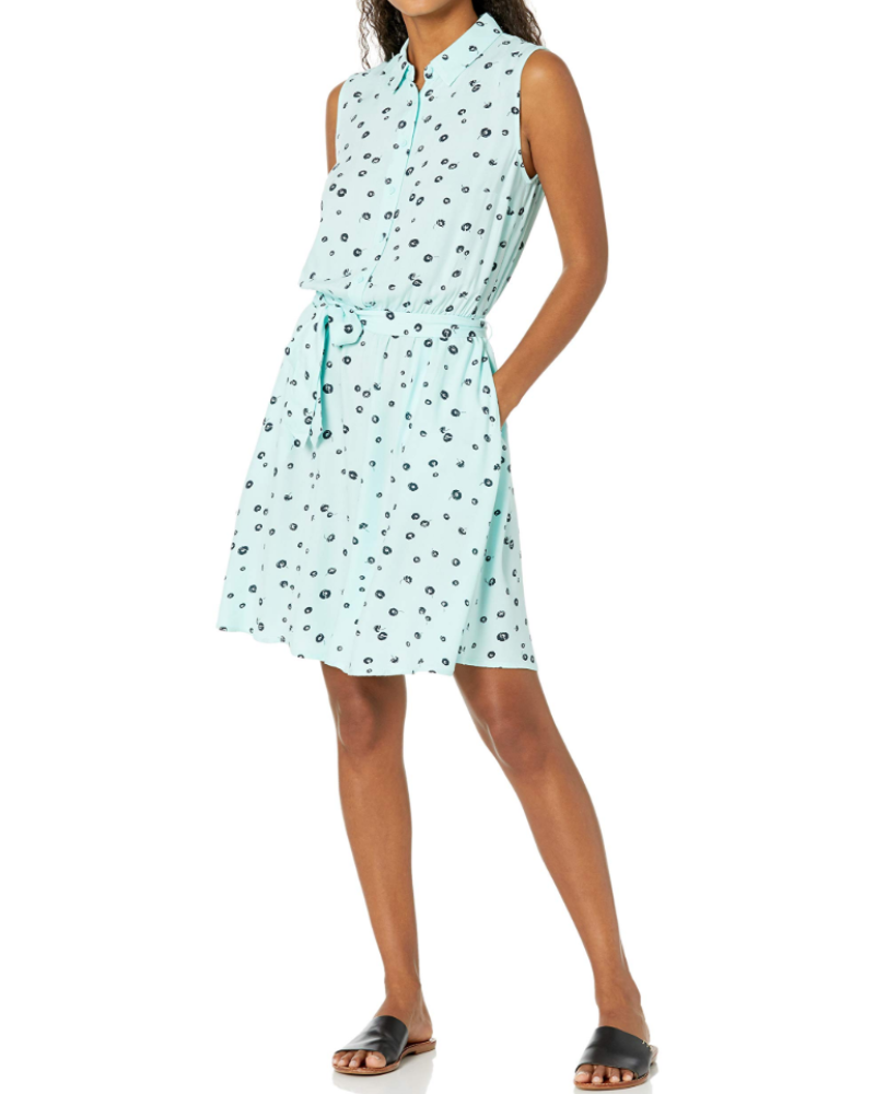 Sophie Robe Chemise Femme – Sans Manches, Taille Élastique & Coupe Fluide Décontractée