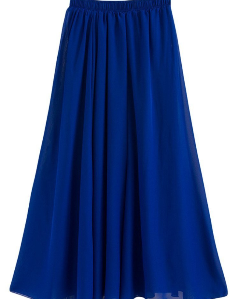 Evadine Jupe Longue Femme – Mousseline Fluide, Taille Élastique & Doublure Douce