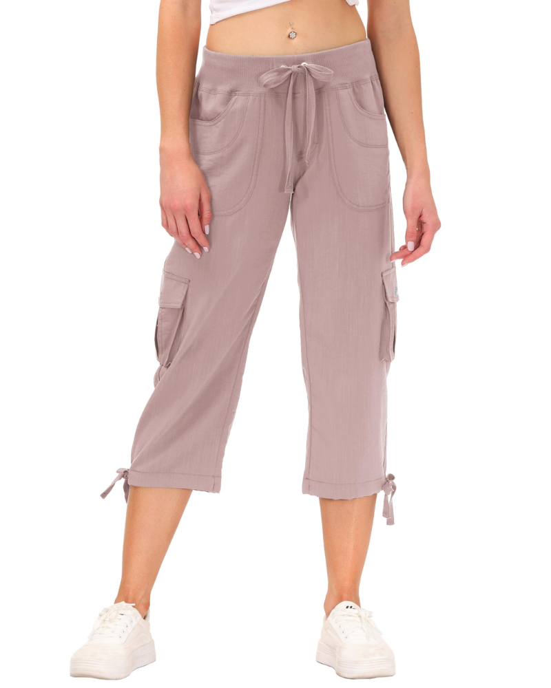 Maribel Pantalon Cargo Capri Femme 3/4 – Léger, Respirant, Séchage Rapide & 6 Poches