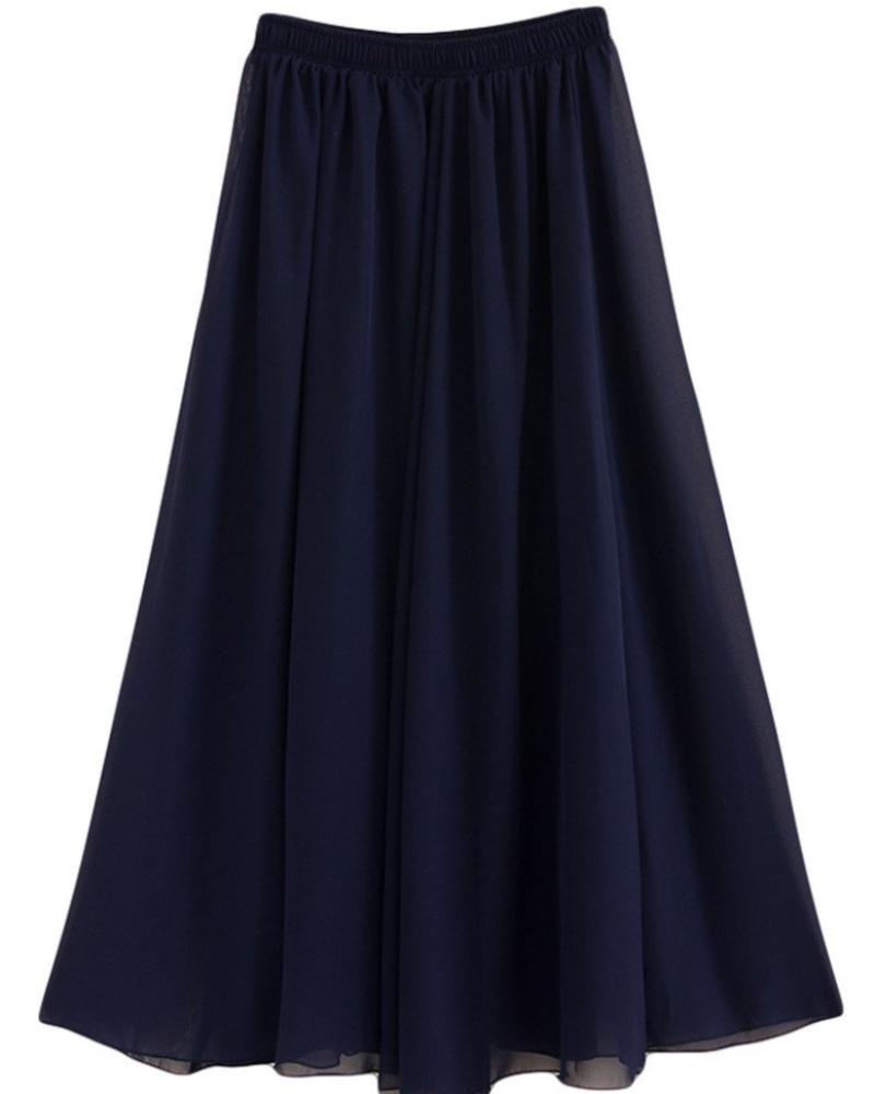 Evadine Jupe Longue Femme – Mousseline Fluide, Taille Élastique & Doublure Douce
