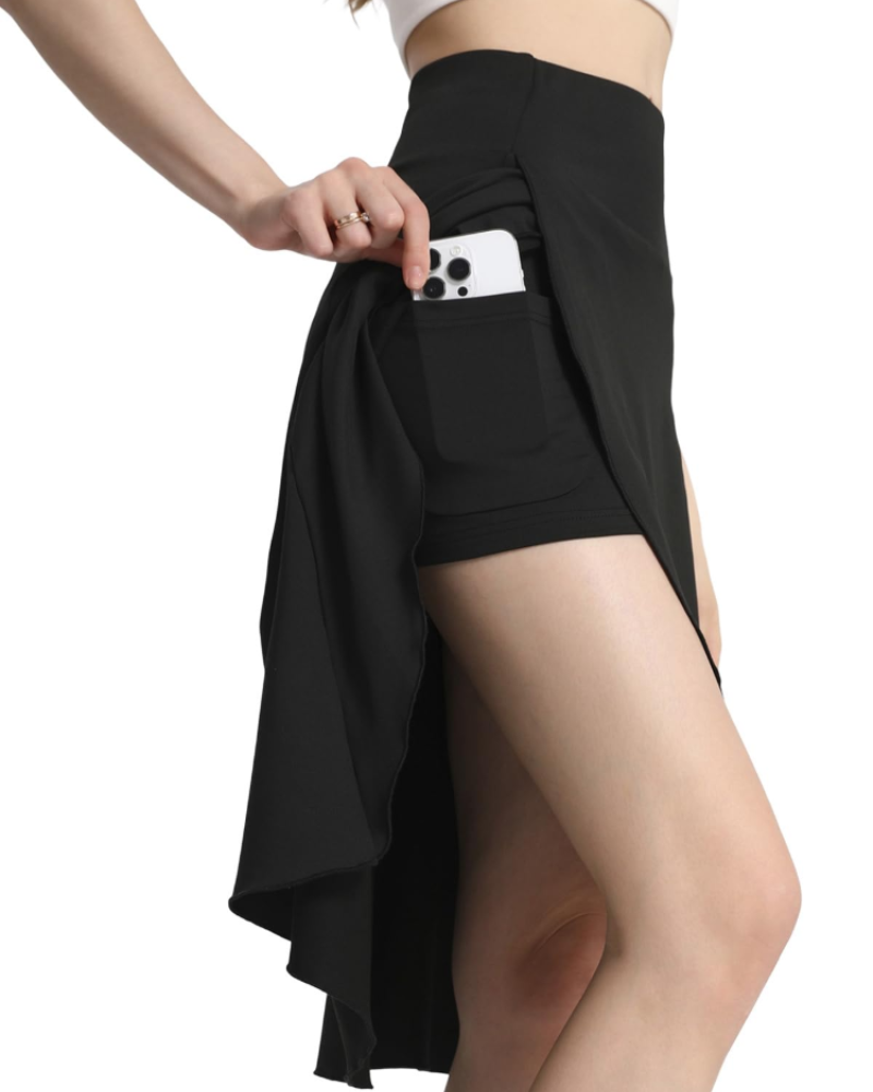 Celestine Jupe-Short Midi Femme – Taille Haute, Short Intégré, Volants & Poches