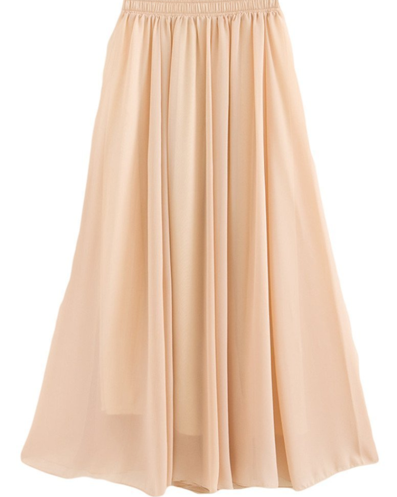 Evadine Jupe Longue Femme – Mousseline Fluide, Taille Élastique & Doublure Douce