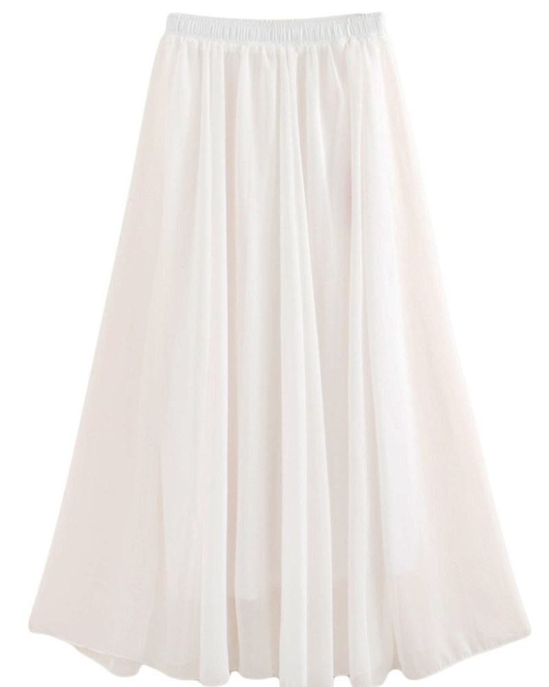 Evadine Jupe Longue Femme – Mousseline Fluide, Taille Élastique & Doublure Douce