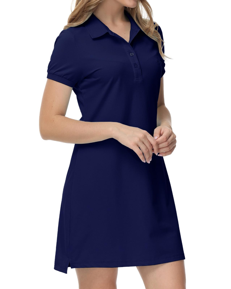 Élodie Robe Polo Femme – Coton Respirant, Manches Courtes, Tennis & Golf