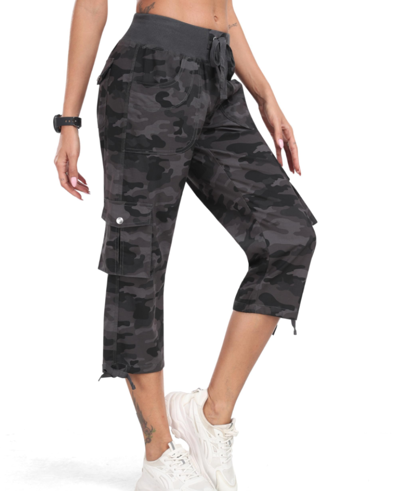 Maribel Pantalon Cargo Capri Femme 3/4 – Léger, Respirant, Séchage Rapide & 6 Poches