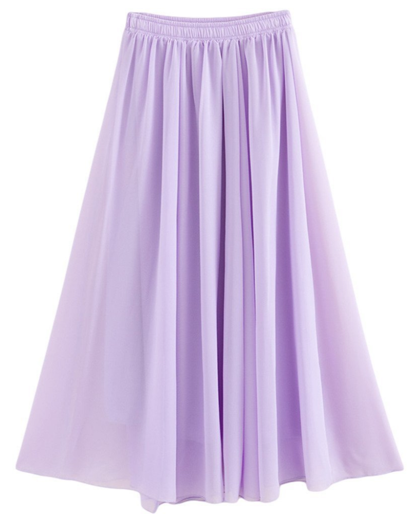 Evadine Jupe Longue Femme – Mousseline Fluide, Taille Élastique & Doublure Douce