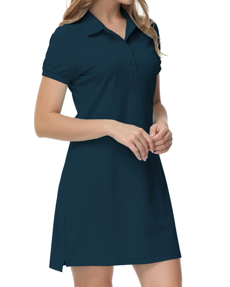 Élodie Robe Polo Femme – Coton Respirant, Manches Courtes, Tennis & Golf