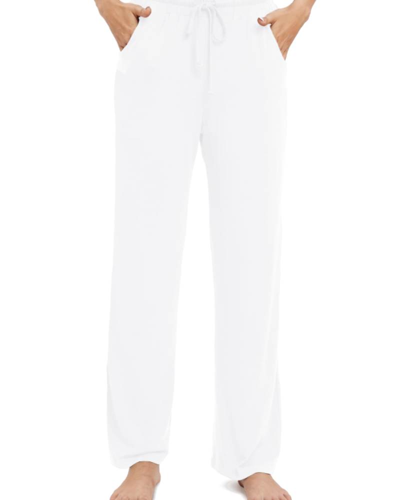 Amelina Pantalon Femme Droit Stretch – Taille Élastique avec Cordon, Poches & Tissu Léger