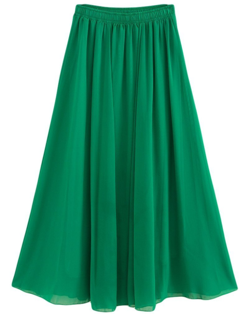 Evadine Jupe Longue Femme – Mousseline Fluide, Taille Élastique & Doublure Douce