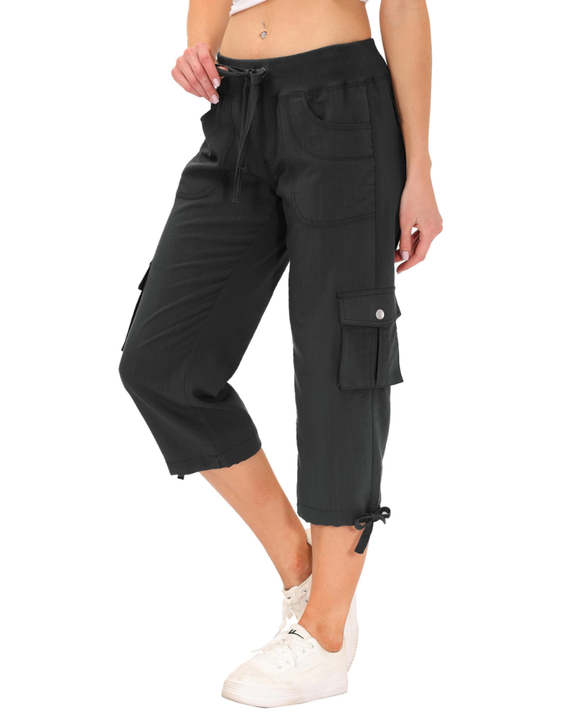 Maribel Pantalon Cargo Capri Femme 3/4 – Léger, Respirant, Séchage Rapide & 6 Poches