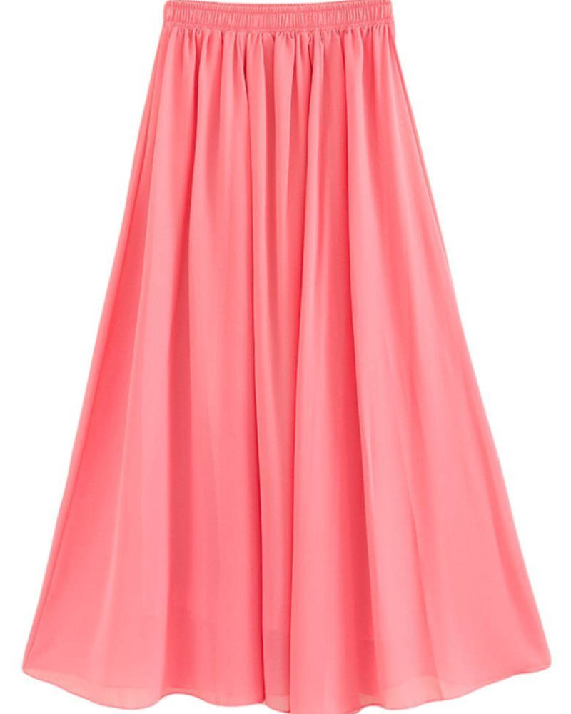 Evadine Jupe Longue Femme – Mousseline Fluide, Taille Élastique & Doublure Douce