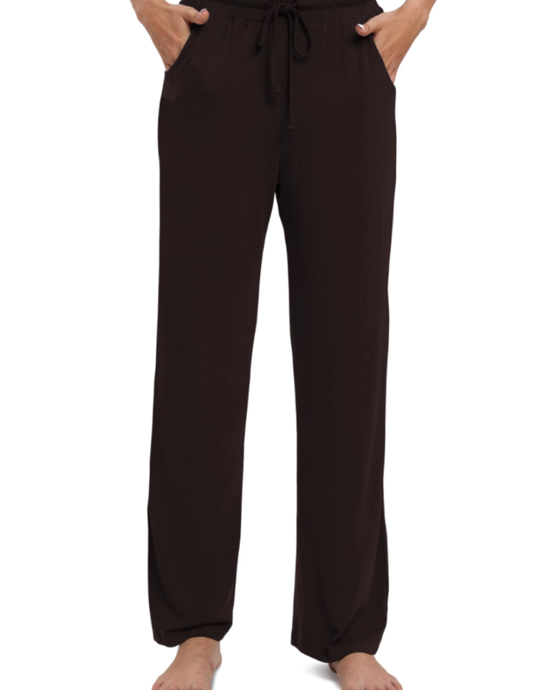 Amelina Pantalon Femme Droit Stretch – Taille Élastique avec Cordon, Poches & Tissu Léger