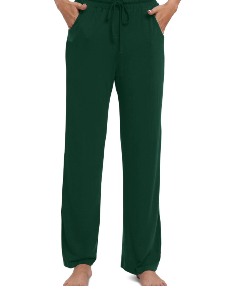 Amelina Pantalon Femme Droit Stretch – Taille Élastique avec Cordon, Poches & Tissu Léger