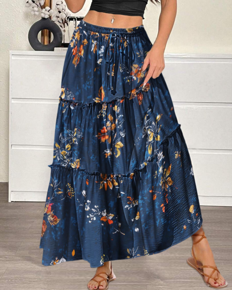 Elowen Jupe Longue Femme – Taille Haute Élastique, Coupe Évasée, Fluide & Poches