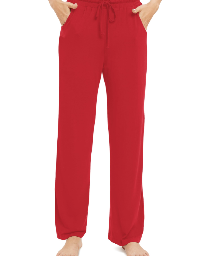 Amelina Pantalon Femme Droit Stretch – Taille Élastique avec Cordon, Poches & Tissu Léger