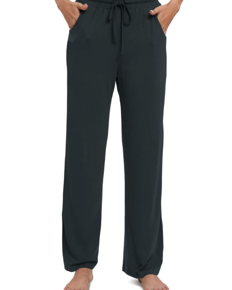 Amelina Pantalon Femme Droit Stretch – Taille Élastique avec Cordon, Poches & Tissu Léger