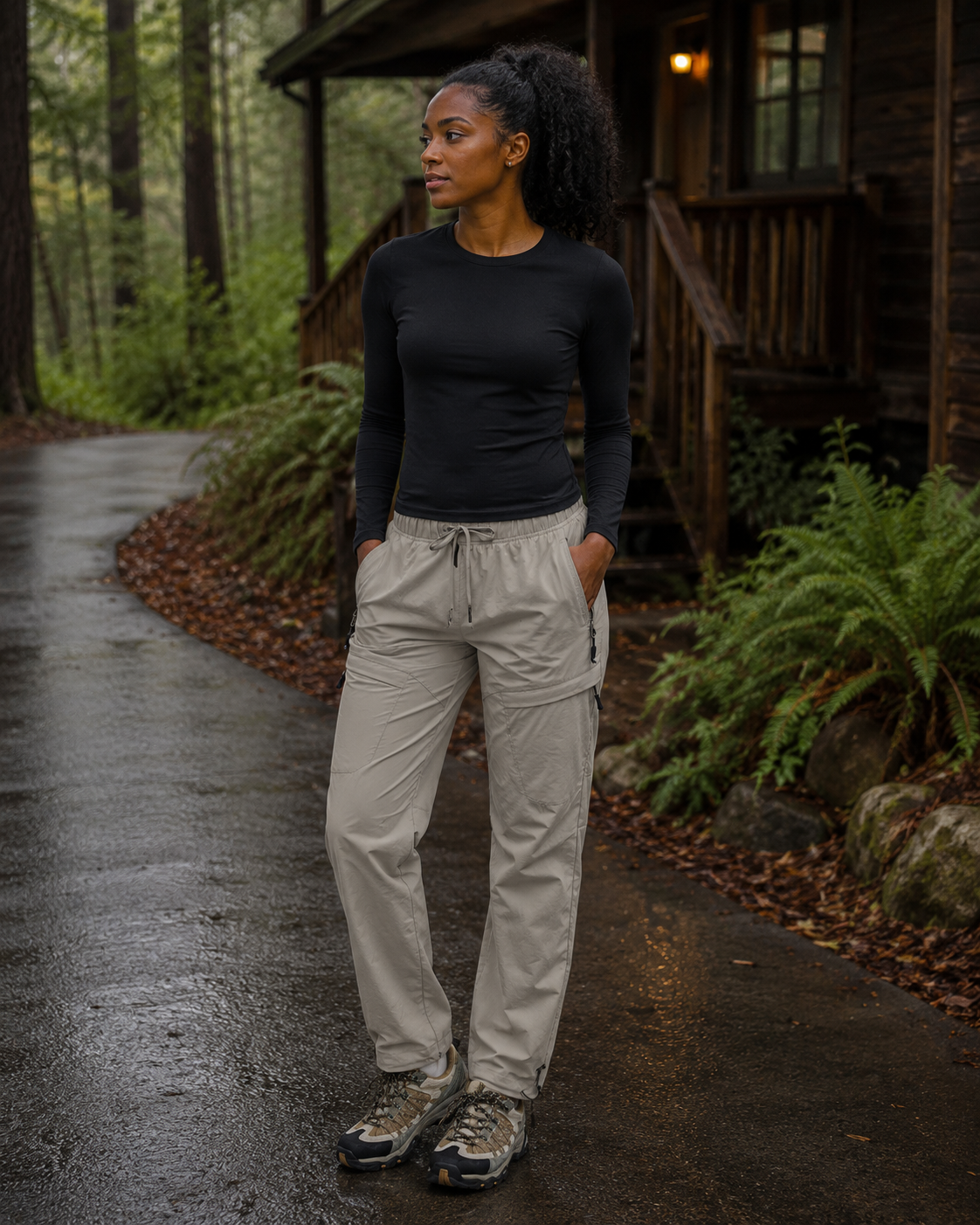 Manon Pantalon Randonnée Femme – Déperlant, UPF 50+, Stretch & 5 Poches Zippées