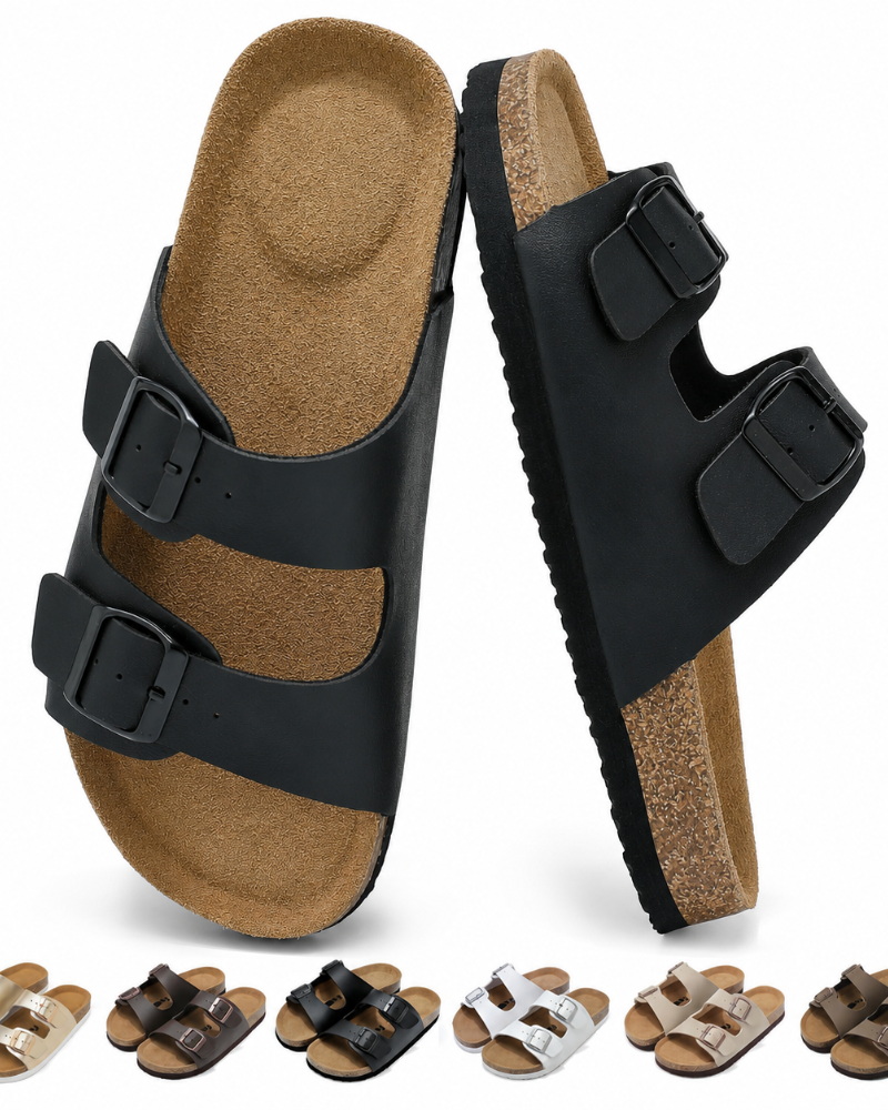 Isolde Sandales & Mules Femme – Double Boucle Réglable, Semelle Mémoire de Forme & Soutien Plantaire
