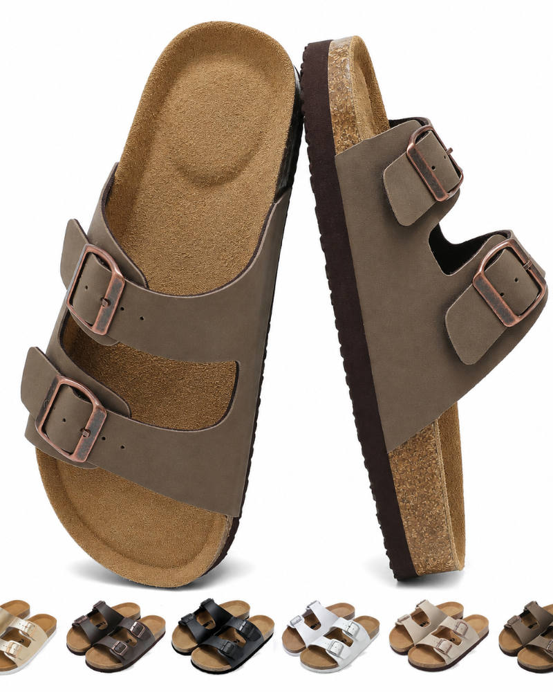 Isolde Sandales & Mules Femme – Double Boucle Réglable, Semelle Mémoire de Forme & Soutien Plantaire