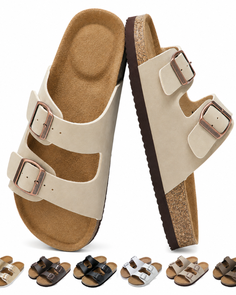 Isolde Sandales & Mules Femme – Double Boucle Réglable, Semelle Mémoire de Forme & Soutien Plantaire