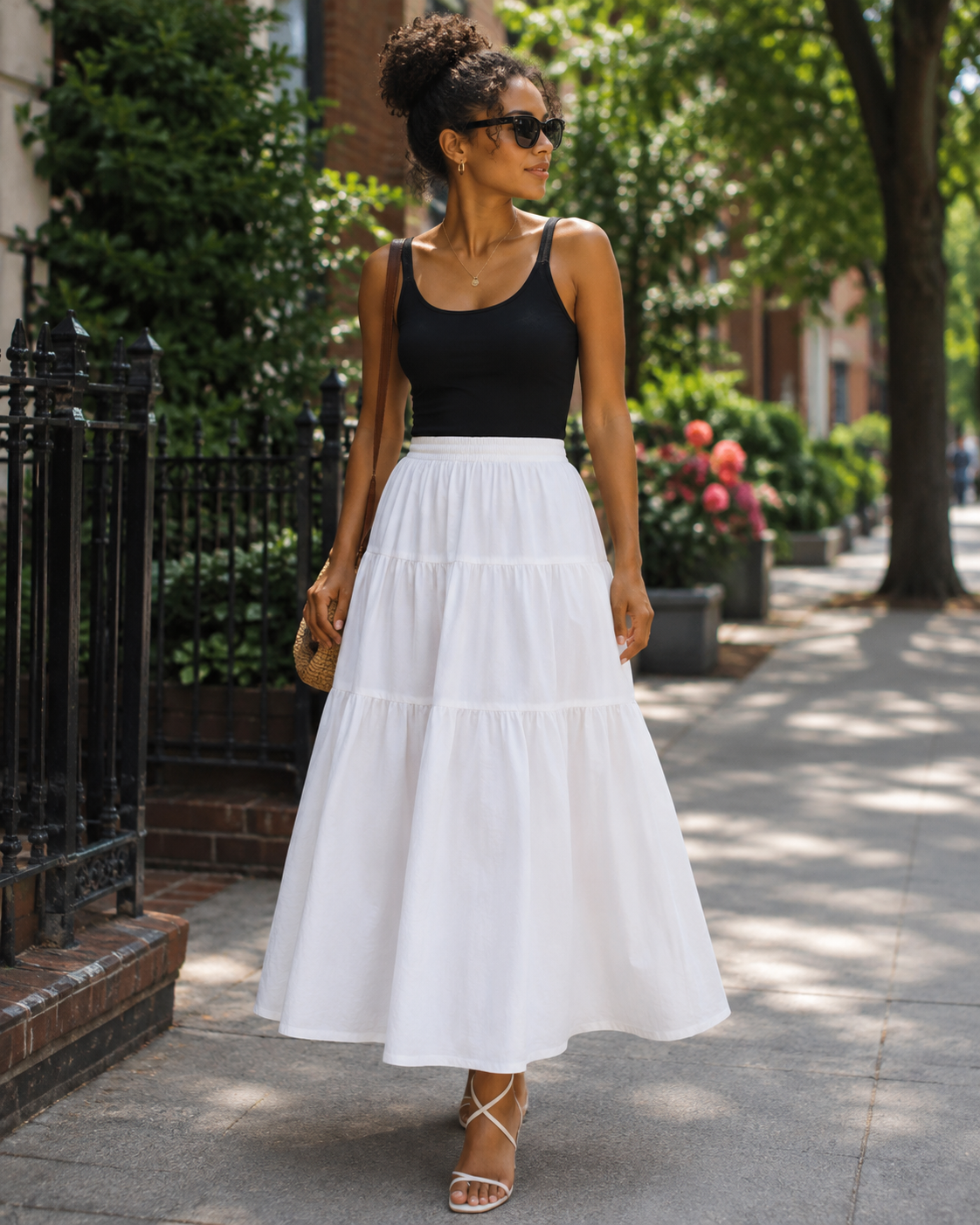 Anouk Jupe Longue Femme – Taille Haute Élastique, Volants, Coupe Évasée & 2-en-1