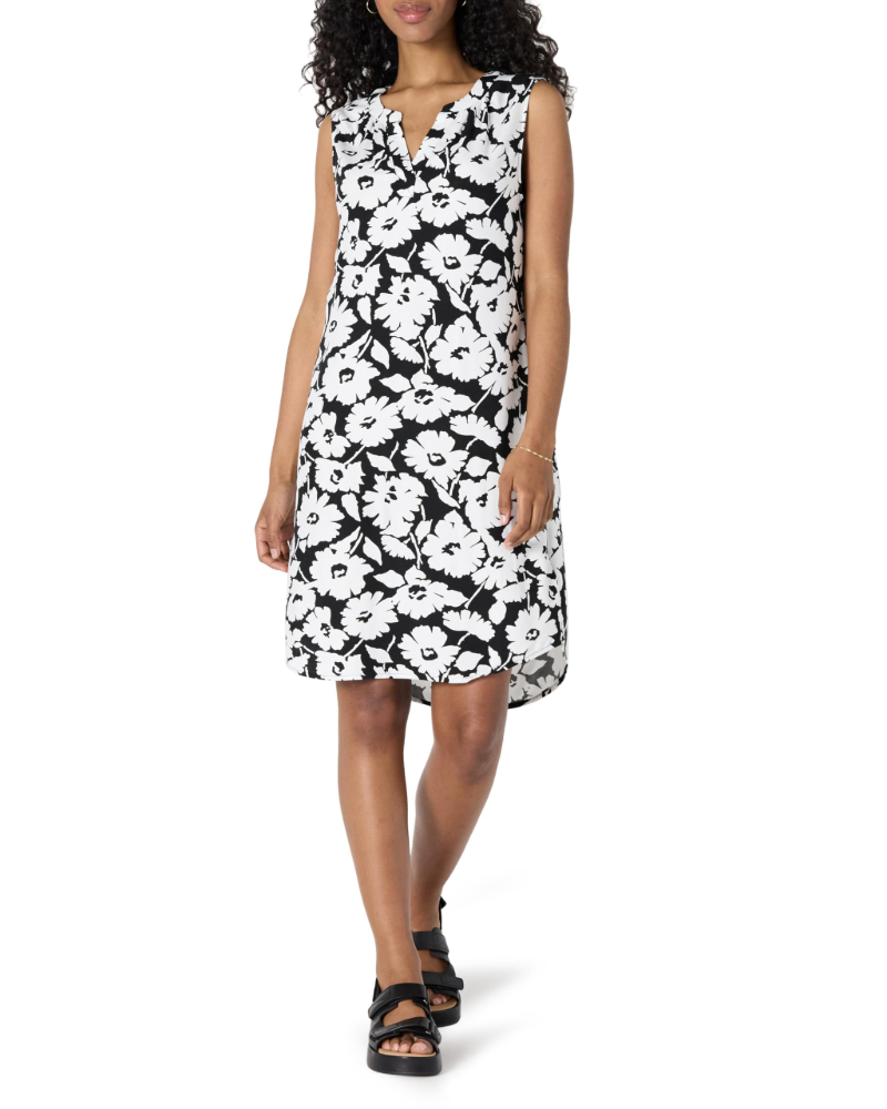 Florentine Robe Fluide Femme – 100 % Viscose, Sans Manches, Col V & Coupe Trapèze
