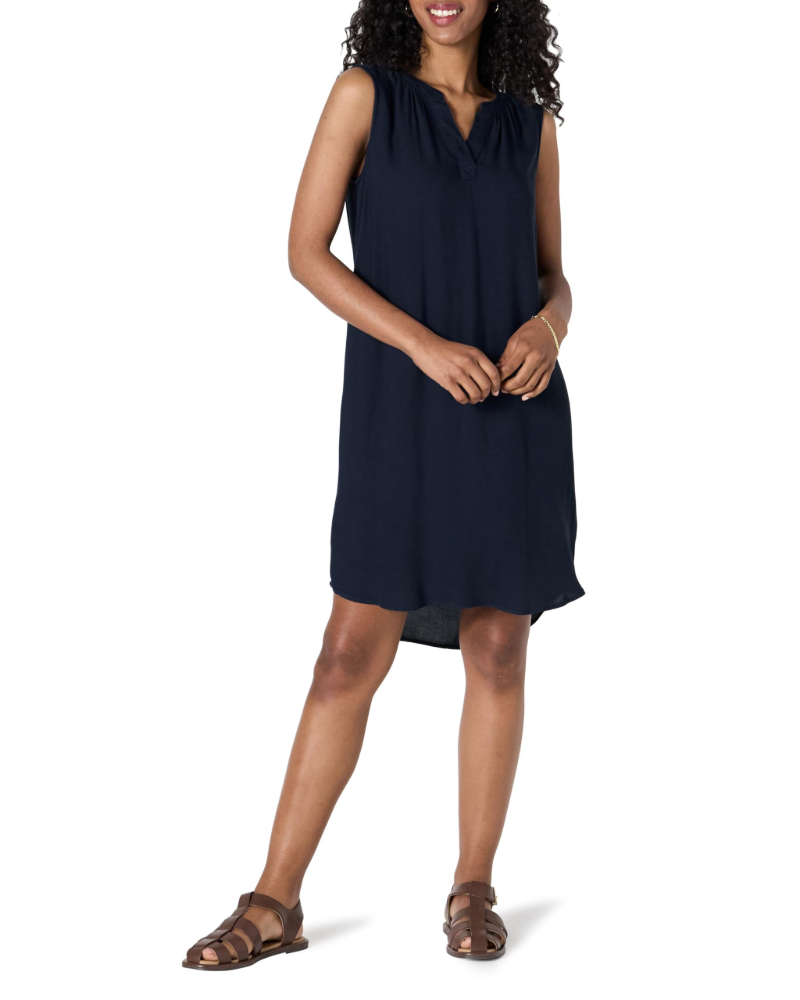 Florentine Robe Fluide Femme – 100 % Viscose, Sans Manches, Col V & Coupe Trapèze