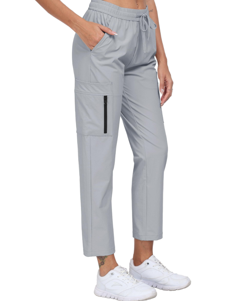 Chloé Pantalon Cargo Femme – Léger, Imperméable, Taille Élastique & Poches