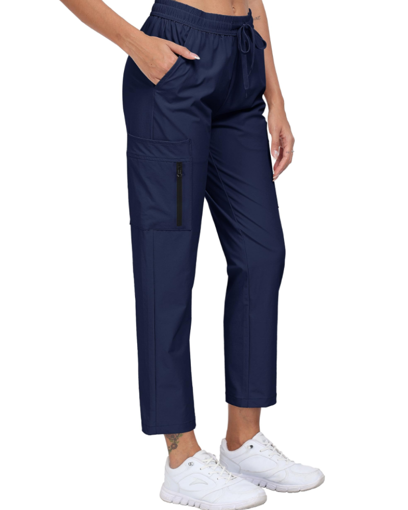 Chloé Pantalon Cargo Femme – Léger, Imperméable, Taille Élastique & Poches